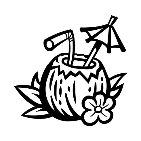 Ilustración de bebida de coco tropical vector