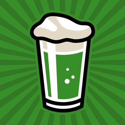 Green Irish Beer Pint Glass Vector Icon