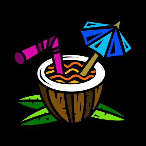 Tropical coconut drink illustration