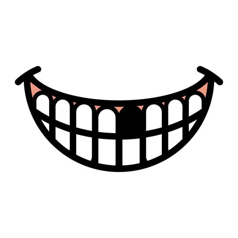 gran caricatura feliz dentudo sonrisa vector icono