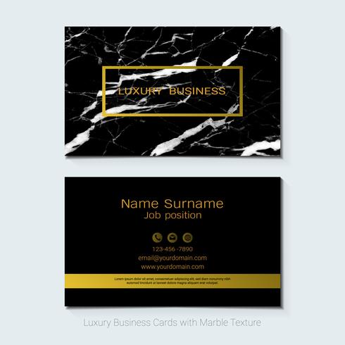 Luxury business cards vector template, Banner and cover with marble texture and golden foil details.