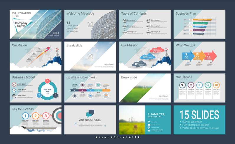 Presentation slide template for your company with infographic elements. vector