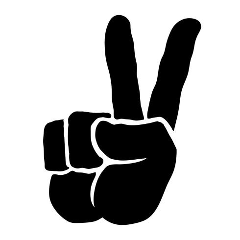 Hand peace sign cartoon vector illustration