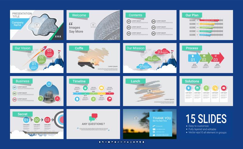 Presentation slide template for your company with infographic elements. vector