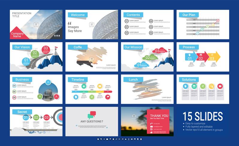Presentation slide template for your company with infographic elements. vector