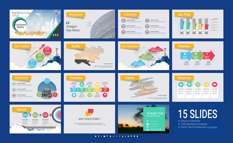 Presentation slide template for your company with infographic elements. vector
