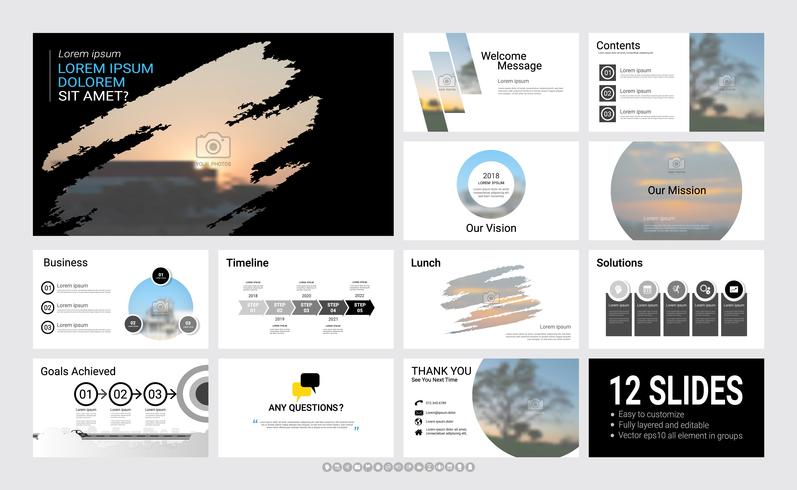 Presentation slide template for your company with infographic elements. vector