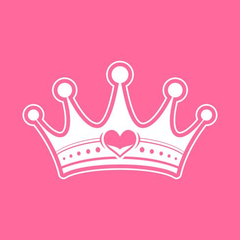 Pink Girly Princess Royalty Crown With Heart Jewels vector