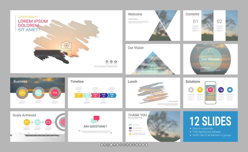 Presentation slide template for your company with infographic elements. vector