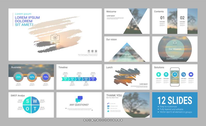 Presentation slide template for your company with infographic elements. vector