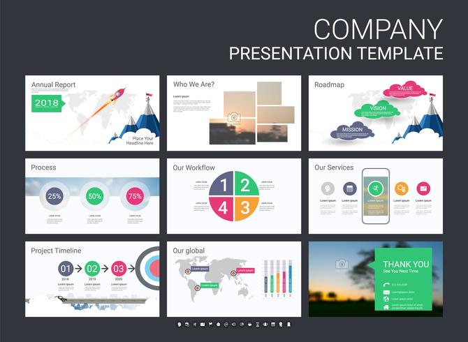 Plantilla de presentación de diapositivas para su empresa con elementos infográficos. vector