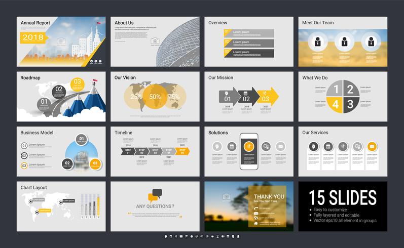 Presentation slide template for your company with infographic elements. vector