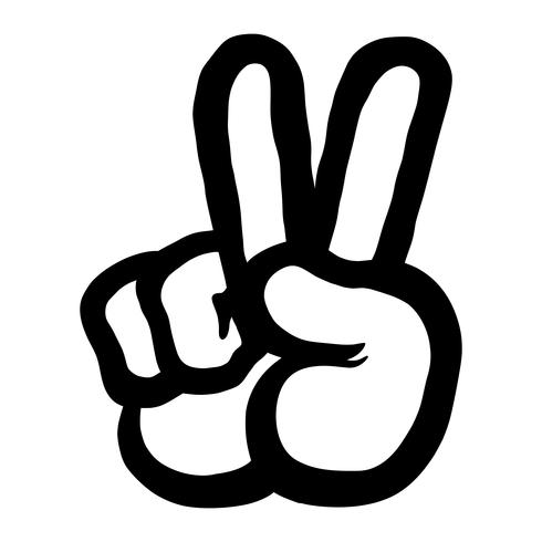 Hand peace sign cartoon vector illustration