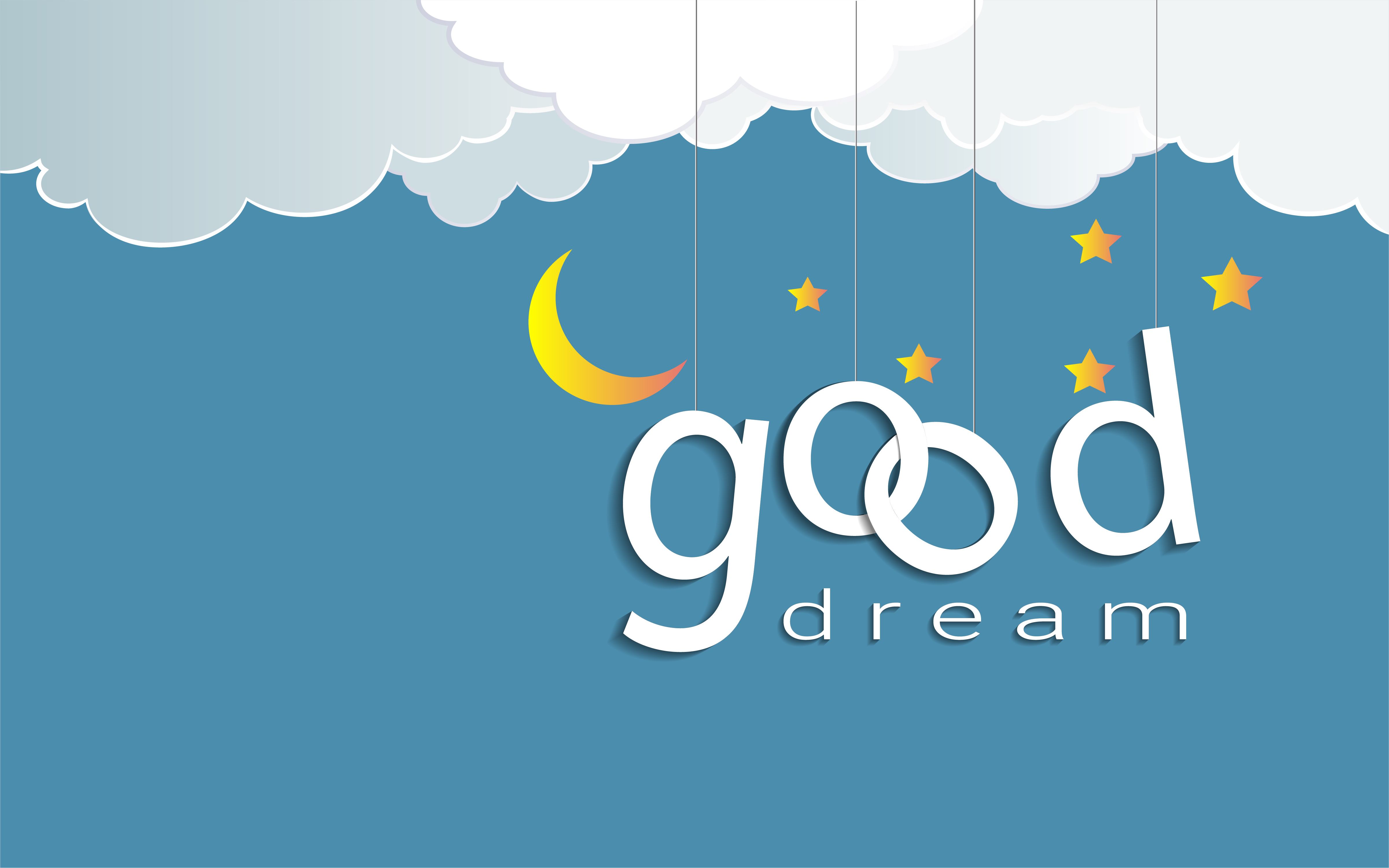 Good dream text design under the moon light and stars, Goodnight and
