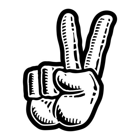 Hand peace sign cartoon vector illustration