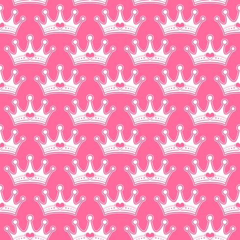 Pink Girly Princess Royalty Crown With Heart Jewels vector