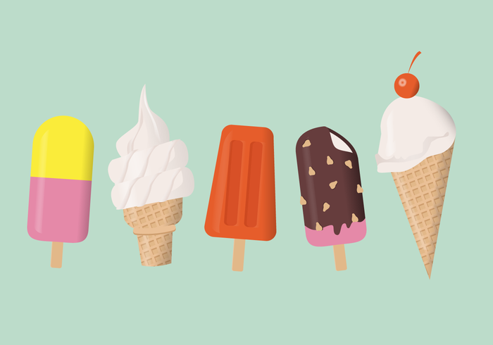 Summer Ice Cream Set Vector Illustration