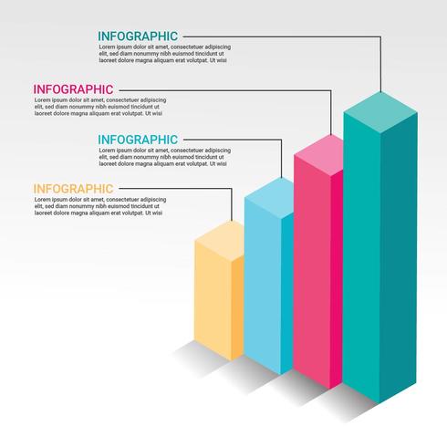 3D Bar Chart Infographic Diagram	 vector