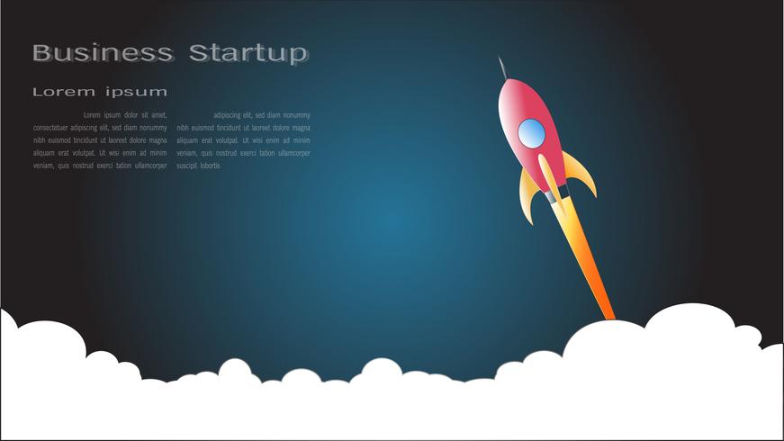 Launch space rocket flying on white background. vector