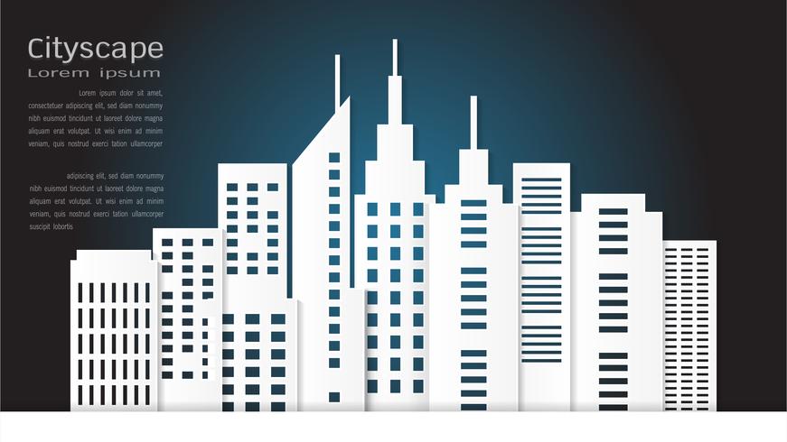 Paper art style for architectural building and cityscape background. vector