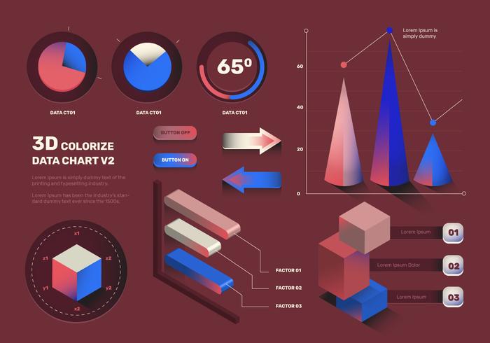 Conjunto de vectores de elementos de infografía 3D moderno