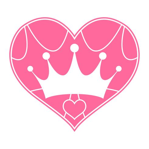 Pink Girly Princess Royalty Crown With Heart Jewels vector