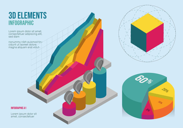 Conjunto de vectores de elementos de infografía 3D