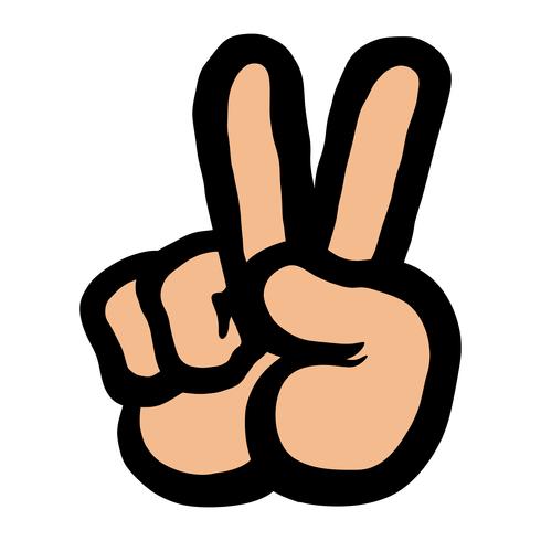 Hand peace sign cartoon vector illustration