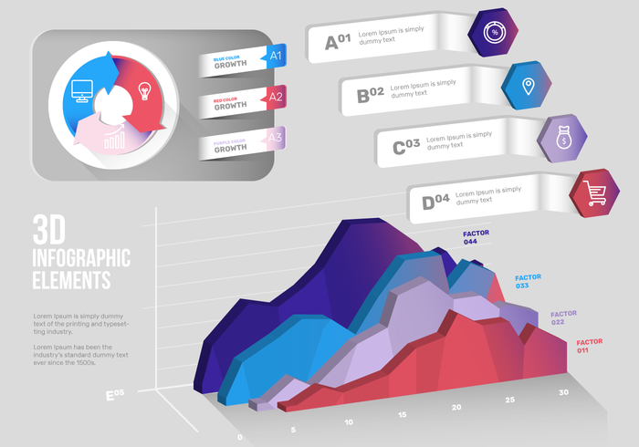 Modern 3D Color Infographic Elements Vector Set