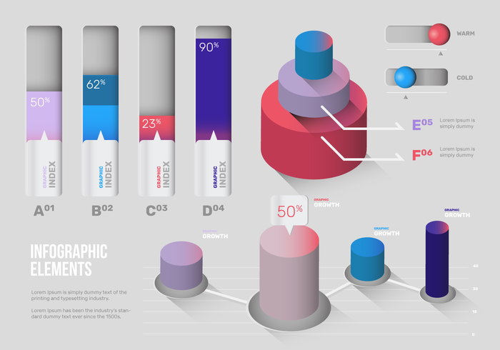 Modern 3D Infographic Elements Vector Set