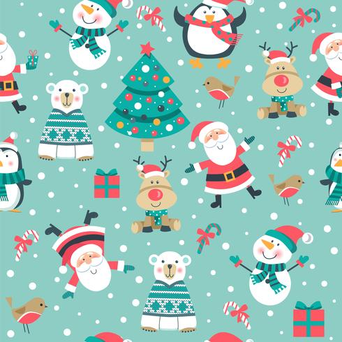 Christmas pattern on blue background vector