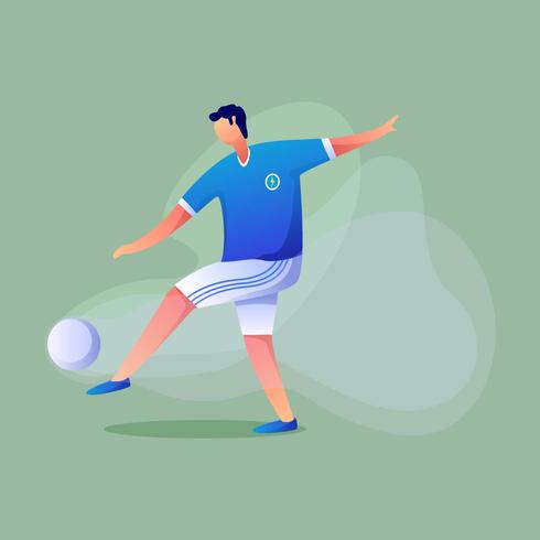 Futbolista patea la pelota vector