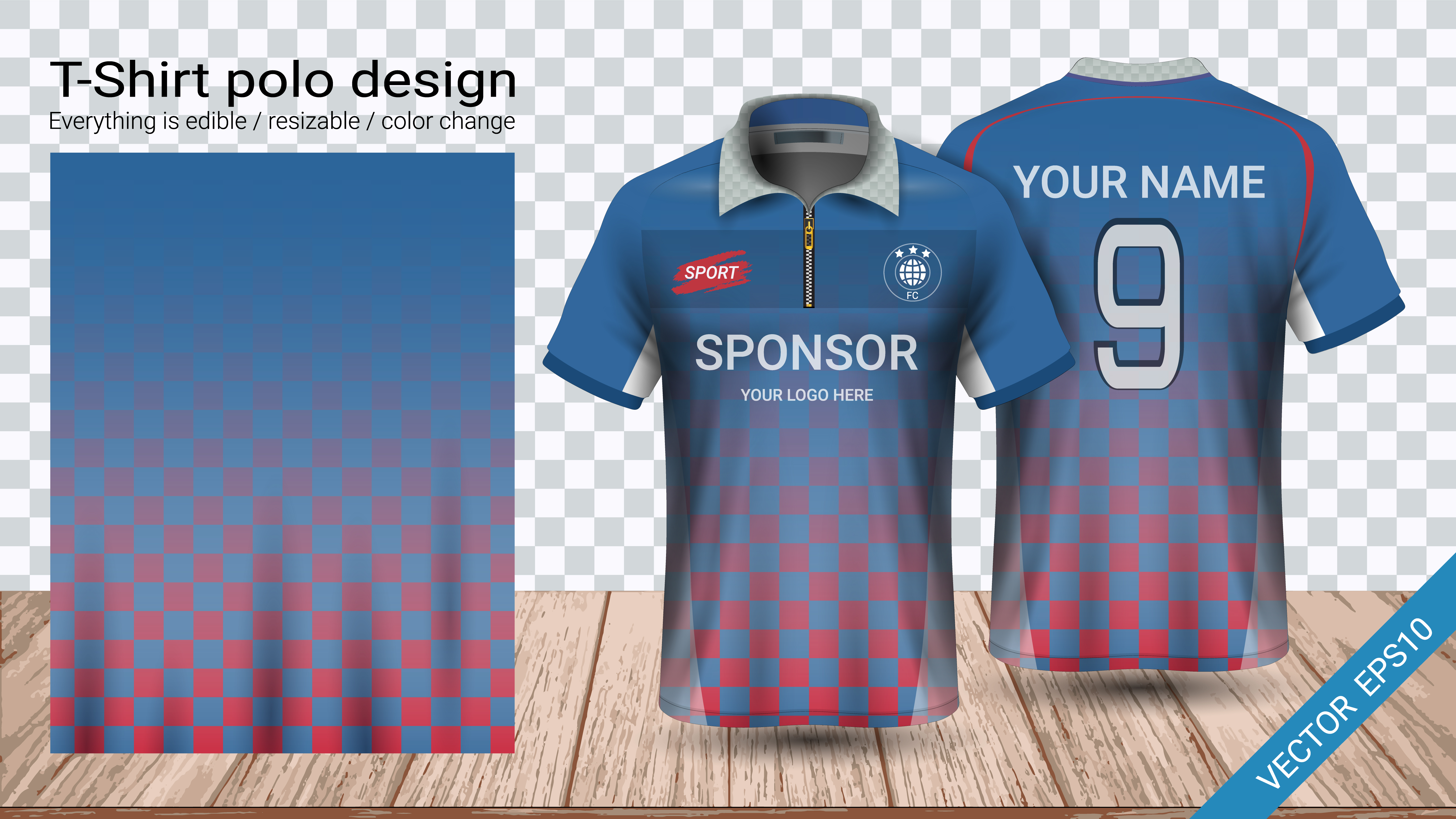 Download Polo t-shirt design with zipper, Soccer jersey sport mockup template for football kit or ...