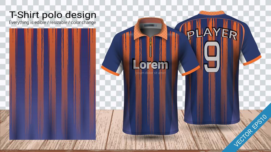 Diseño de camiseta de polo con cremallera, plantilla de maqueta deportiva de jersey de fútbol para el equipo de fútbol o uniforme de ropa deportiva. vector