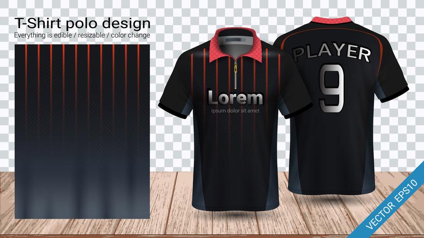 Polo t-shirt design with zipper, Soccer jersey sport mockup template for football kit or activewear uniform. vector