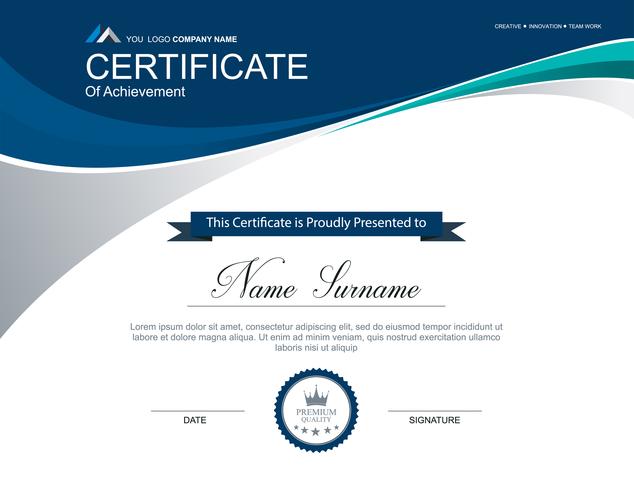 Vector certificate template