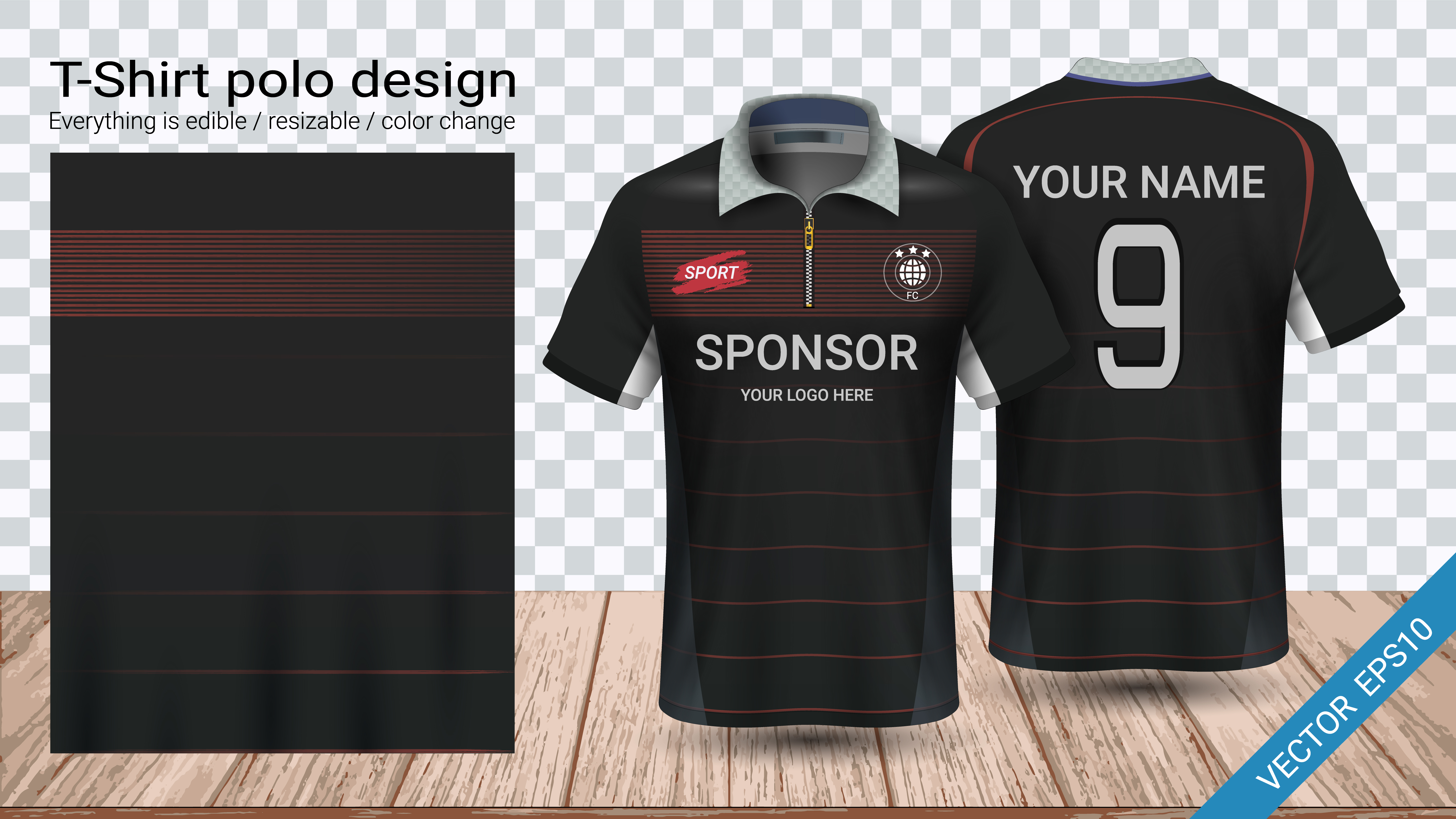 Download Polo t-shirt design with zipper, Soccer jersey sport ...