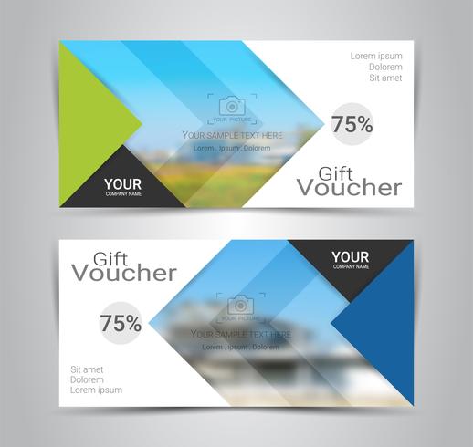 Gift certificates and vouchers, discount coupon or banner web template with blurred background. vector