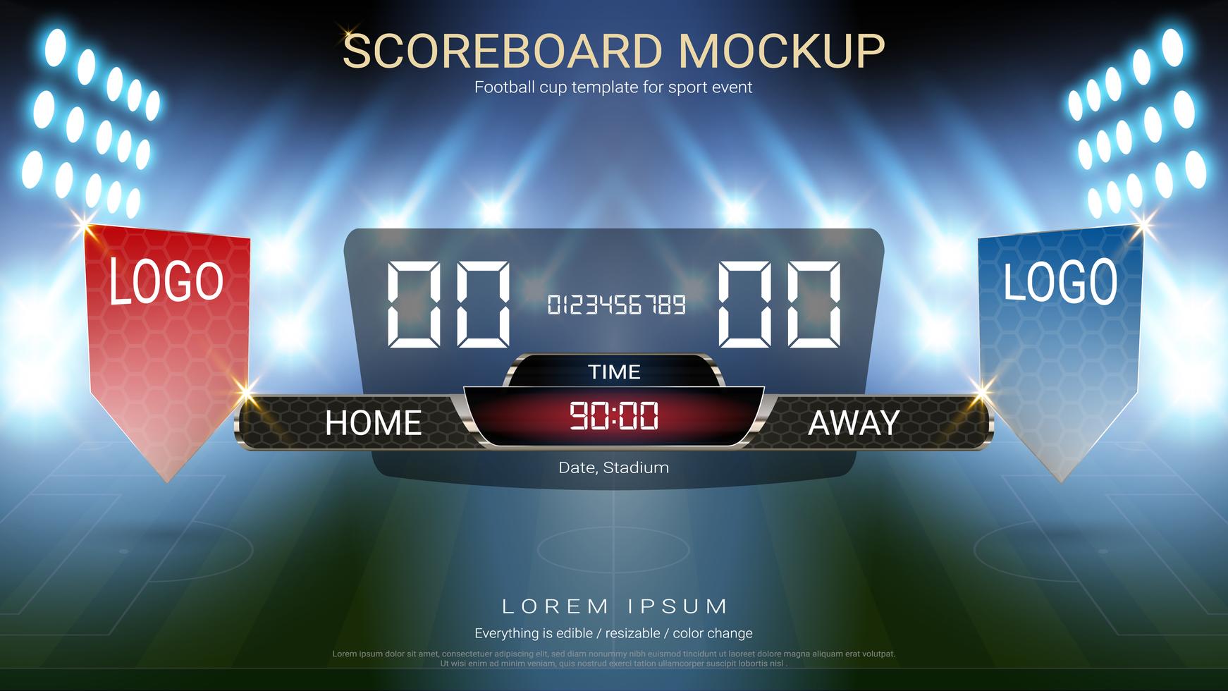 Digital timing scoreboard, Football match team A vs team B, Strategy