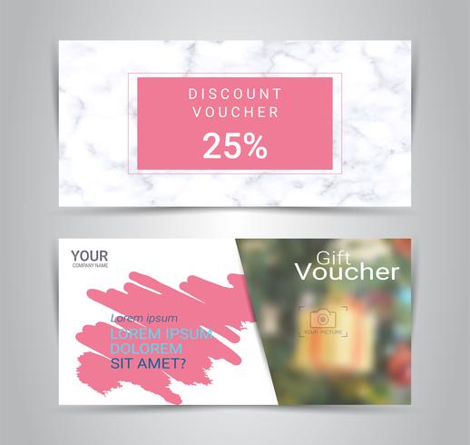 Gift certificates and vouchers, discount coupon or banner web template with blurred background. vector