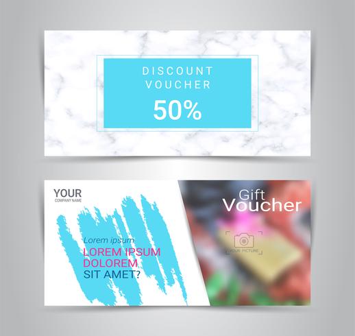 Gift certificates and vouchers, discount coupon or banner web template with blurred background. vector