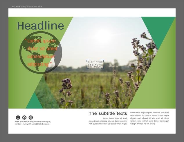 Presentation layout design for greenery cover page template. vector