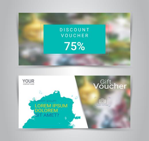 Gift certificates and vouchers, discount coupon or banner web template with blurred background. vector