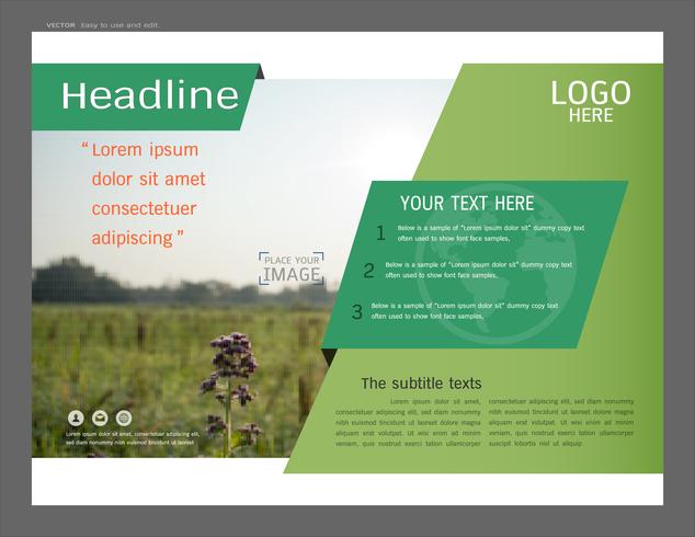 Presentation layout design for greenery cover page template. vector