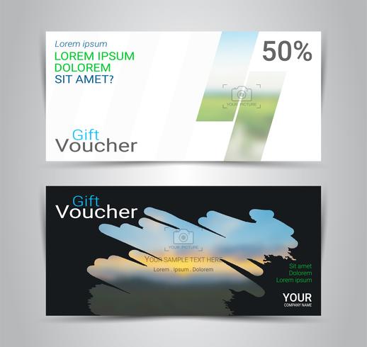 Gift certificates and vouchers, discount coupon or banner web template with blurred background. vector