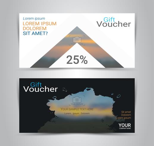 Gift certificates and vouchers, discount coupon or banner web template with blurred background. vector