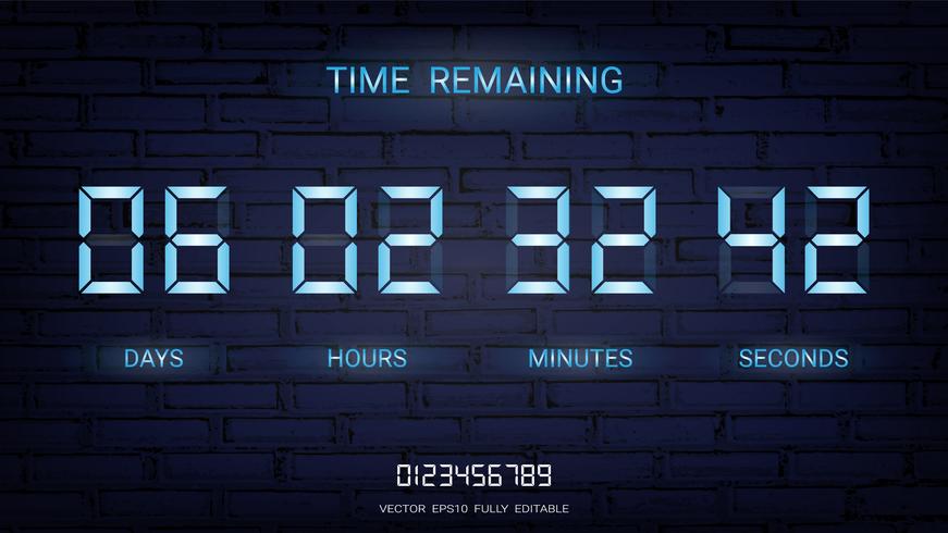 Countdown timer remaining or Clock counter scoreboard with days, hours, minutes and seconds display. vector