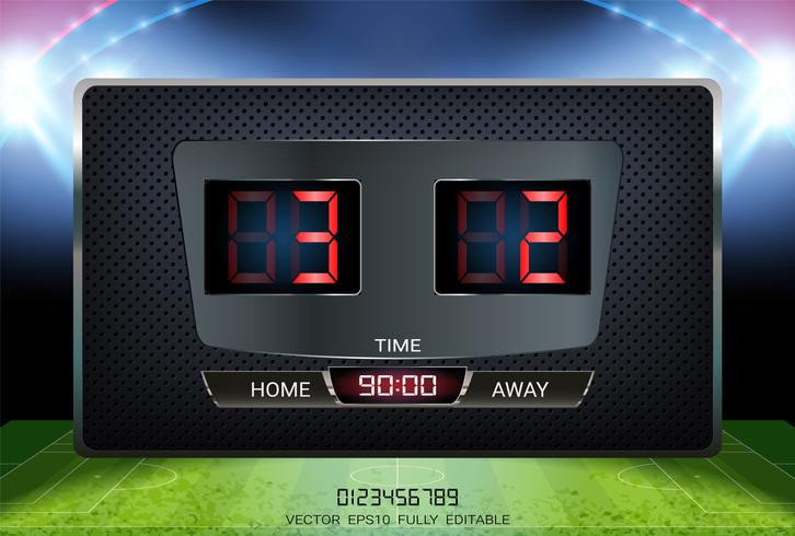 Digital timing scoreboard, Football match team A vs team B, Strategy broadcast graphic template. vector