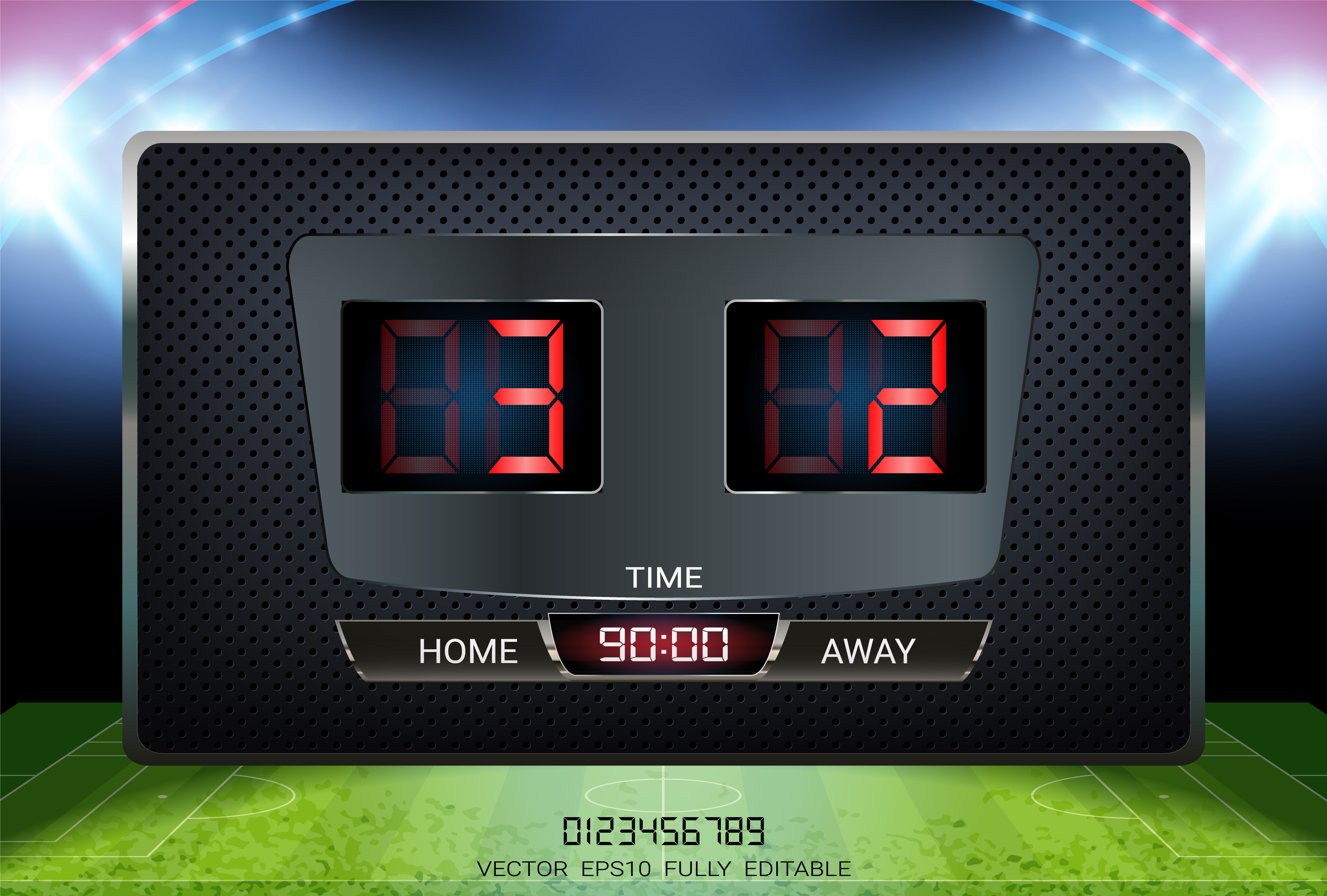Digital timing scoreboard, Football match team A vs team B, Strategy