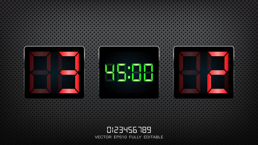 Digital timing scoreboard, Football match team A vs team B, Strategy broadcast graphic template. vector